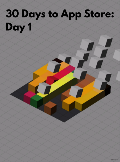 Screenshot of a game called Rolling Blocks where blocks are rolling to form a pixel art hamburger.