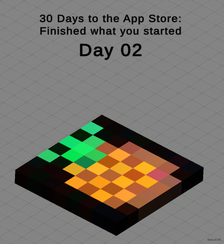 Screenshot of a game called Rolling Blocks where blocks are rolled to form a pixel art image.
